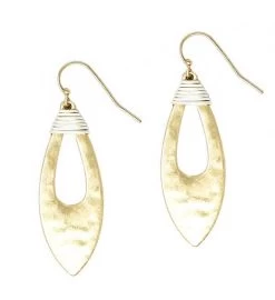 Hammered Gold Hollow Leaf Earrings With Wrap Detail -Gift Promotion Store mk012316x 1