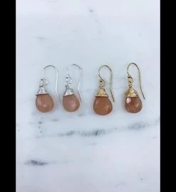 Jill Short Drop Earring In Peach Moonstone - Gold -Gift Promotion Store mk012335alt viewc