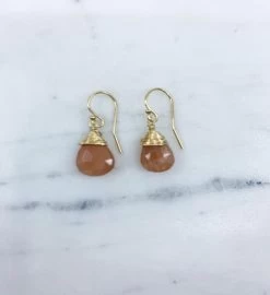 Jill Short Drop Earring In Peach Moonstone - Gold -Gift Promotion Store mk012335x 1