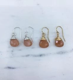 Jill Short Drop Earring In Peach Moonstone - Silver -Gift Promotion Store mk012364alt viewc
