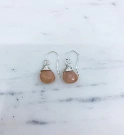 Jill Short Drop Earring In Peach Moonstone - Silver -Gift Promotion Store mk012364x 2