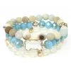 Multi Bead Soap Stone, Crystal And Quartz Triple Stretch Bracelet Set -Gift Promotion Store mk012371x