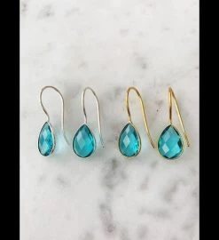 Blue Topaz Tear Drop Earrings -Gift Promotion Store mk012471alt viewc