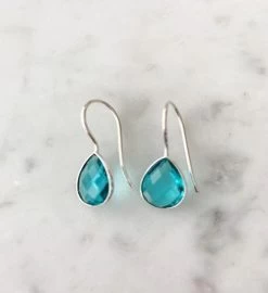 Blue Topaz Tear Drop Earrings -Gift Promotion Store mk012471x 1