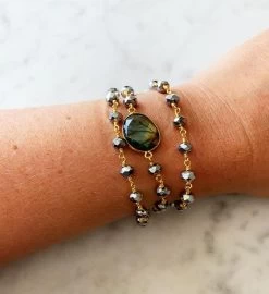 Two In One Bracelet/necklace, Magnet Polished Pyrite/labradorite -Gift Promotion Store mk012543alt view3c