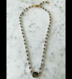 Two In One Bracelet/necklace, Magnet Polished Pyrite/labradorite -Gift Promotion Store mk012543alt viewc