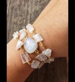 Hana Two In One Wrap Bracelet/necklace With Magnet Moonstone -Gift Promotion Store mk012557alt viewc