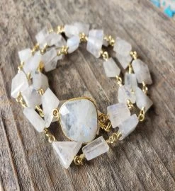Hana Two In One Wrap Bracelet/necklace With Magnet Moonstone -Gift Promotion Store mk012557x 2