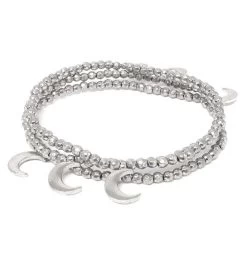 Silver Moon Dangle Three Stretch Bracelet Set -Gift Promotion Store mk012632x 1