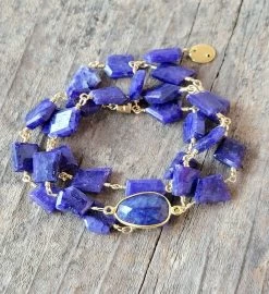Hana Two In One Wrap Bracelet/necklace With Magnet Sapphire -Gift Promotion Store mk012794x 1