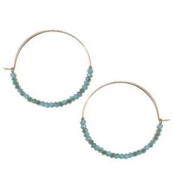 Gold Hoop With Deep Sea Blue Crystals -Gift Promotion Store mk012813x 2