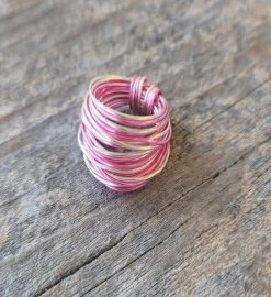 Hot Pink With Gold Marcia Wire Wrap Ring -Gift Promotion Store mk012853x