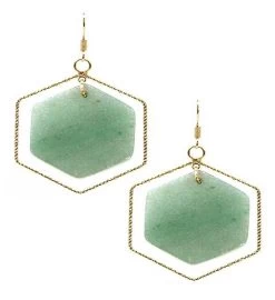 Amazonite Hexagon Stone With Gold Dangle Earrings -Gift Promotion Store mk012855x 2