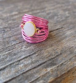 Hot Pink Torrey Ring In White Druzy -Gift Promotion Store mk012889x 2
