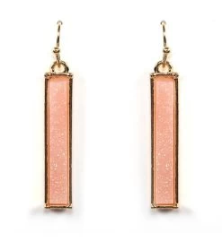 Gold Pink Druzy Bar Earring -Gift Promotion Store mk012916x 2
