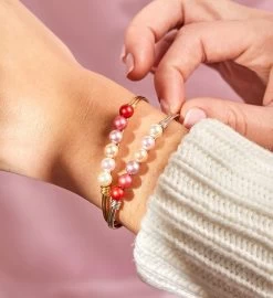 Scarlet Ombre Crystal Pearl Bangle Bracelet -Gift Promotion Store mk013024alt viewc