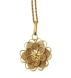 Novica Yellow Rose Gold Plated Filigree Flower Necklace -Gift Promotion Store mk014402x 1