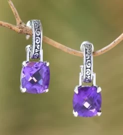 Novica Amethyst Dangle Earrings -Gift Promotion Store mk014440alt view2c