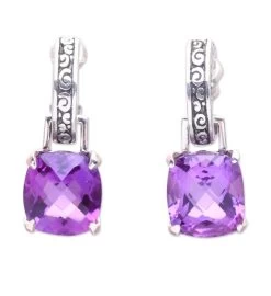 Novica Amethyst Dangle Earrings -Gift Promotion Store mk014440x 1