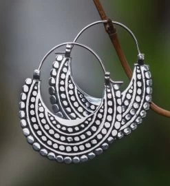 Novica Sterling Silver Hoop Earrings -Gift Promotion Store mk014479alt view2c