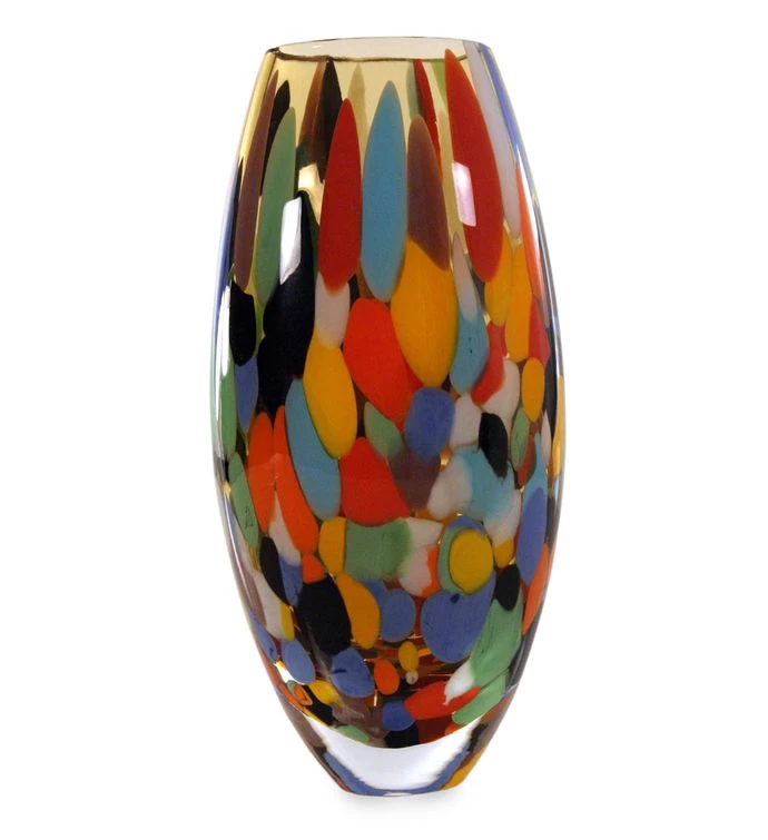 Novica Carnival Confetti Handblown Art Glass Vase 6 Novica Carnival Confetti Handblown Art Glass Vase - Image 4