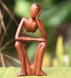 Novica Thinking Of You Wood Sculpture -Gift Promotion Store mk014510alt view2c