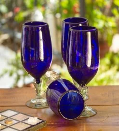 Novica Night Sky Blown Glass Goblets -Gift Promotion Store mk014546alt view2c