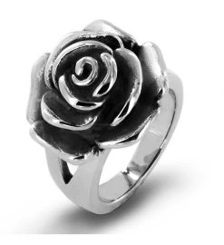 Stainless Steel Blooming Antiqued Rose Ring -Gift Promotion Store mk015679x 1