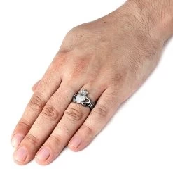 Polished Stainless Steel Celtic Knot Eternity Claddagh Ring -Gift Promotion Store mk015680alt view2c