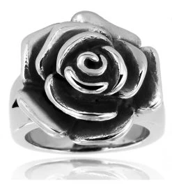 Stainless Steel Blooming Antiqued Rose Ring -Gift Promotion Store mk015694alt view2c