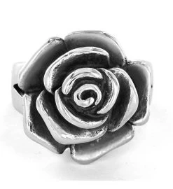 Stainless Steel Blooming Antiqued Rose Ring -Gift Promotion Store mk015694alt viewc