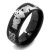 Men's Polished Black Plated Stainless Steel Claddagh Ring -Gift Promotion Store mk015704x