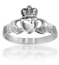 Women's Polished Irish Claddagh Stainless Steel Ring -Gift Promotion Store mk015706alt view2c