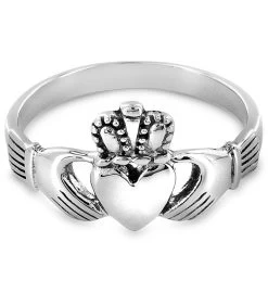 Women's Polished Irish Claddagh Stainless Steel Ring -Gift Promotion Store mk015706alt viewc
