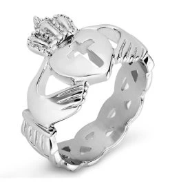 Cut-Out Cross Celtic Knot Band Stainless Steel Claddagh Ring -Gift Promotion Store mk015709x 2