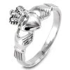 Women's Polished Irish Claddagh Stainless Steel Ring