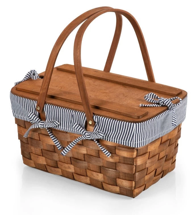 Kansas Handwoven Wood Picnic Basket 6 Kansas Handwoven Wood Picnic Basket - Image 4