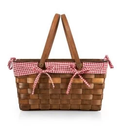 Kansas Handwoven Wood Picnic Basket 8 Kansas Handwoven Wood Picnic Basket -Gift Promotion Store mk015819alt viewc