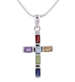 Novica Kolkata Cross Multi-gemstone Cross Choker -Gift Promotion Store mk016060x 2