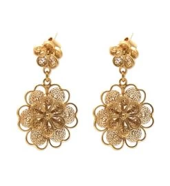 Novica Yellow Rose Gold Plated Filigree Flower Earrings 9 Novica Yellow Rose Gold Plated Filigree Flower Earrings -Gift Promotion Store mk016069x 2
