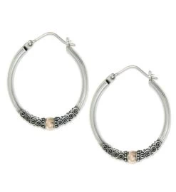Novica Two Tone Moon Gold Accent Hoop Earrings -Gift Promotion Store mk016074x 2