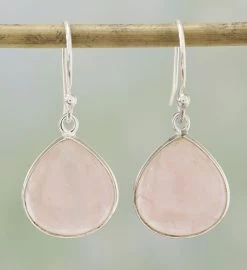 Novica Dancing Soul Rose Quartz Dangle Earrings -Gift Promotion Store mk016078alt view2c