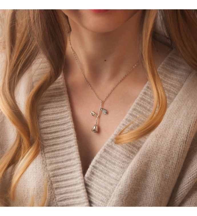 Rose Necklace Brass Valentine's Day Jewelry Gift 6 Rose Necklace Brass Valentine's Day Jewelry Gift - Image 4