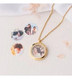 Women's Round Glass Locket With Angel Wing Charm -Gift Promotion Store mk016127alt view3c