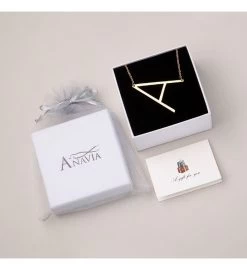 Women's Large Letter Initial Rose Gold Stainless Steel Necklace -Gift Promotion Store mk016168alt viewc