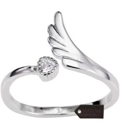 Matashi Rhodium Plated Wrap Ring W Wing & Beautiful Cz Stone -Gift Promotion Store mk016689x 2