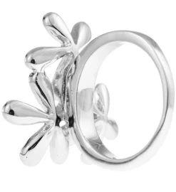 Rhodium Plated Ring /w Flower Bouquet Design & Crystals By Matashi -Gift Promotion Store mk016736alt view2c