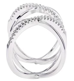 Matashi Rhodium Plated Crisscross Design Luxury Ring /w Cz Stones -Gift Promotion Store mk016740alt view3c