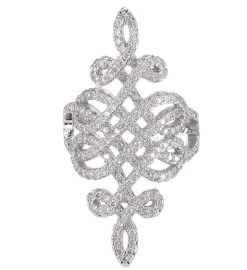 Rhodium Plated Brilliant Cubic Zirconia Ring For Women -Gift Promotion Store mk016762alt view2c