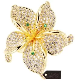 Matashi Flower Ring For Women Cubic Zirconium Gold-plated W Crystals -Gift Promotion Store mk016797alt view2c